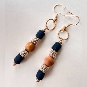 Chic Gold and Black Beaded Earrings